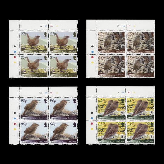 Falkland Islands 2009 (MNH) Cobb's Wren plate 1A blocks