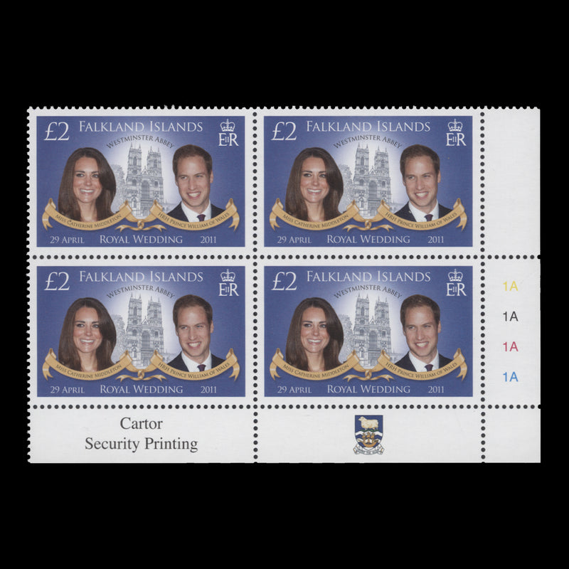 Falkland Islands 2011 (MNH) Royal Wedding imprint/plate block