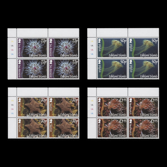Falkland Islands 2012 (MNH) Marine Life plate 1A blocks