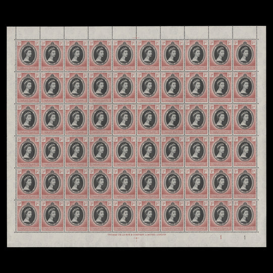 Falkland Islands 1953 (MNH) 1d Coronation plate 1–1 sheet of 60 stamps