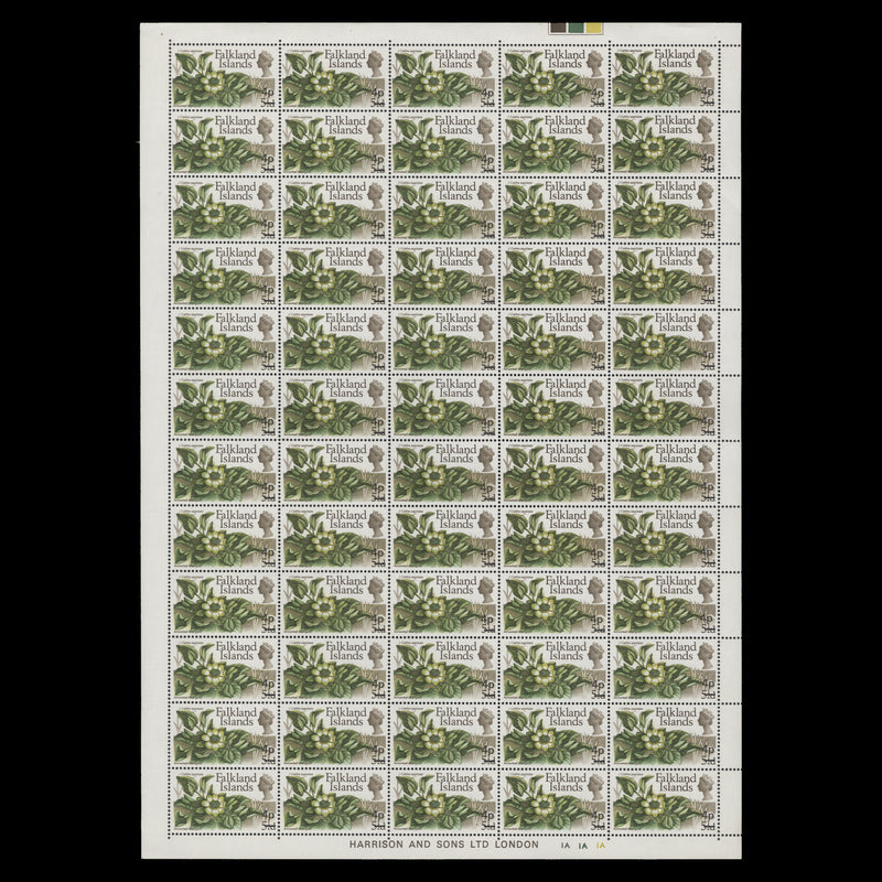 Falkland Islands 1971 (MNH) 4p/5½d Arrowleaf Marigold sheet of 60 stamps