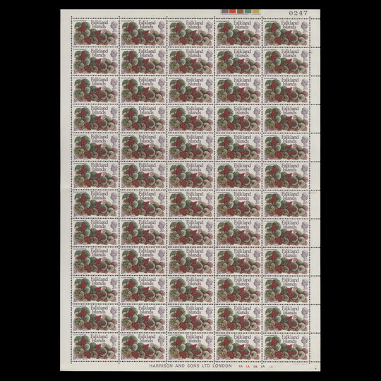 Falkland Islands 1972 (MNH) 1p Pig Vine sheet of 60 stamps