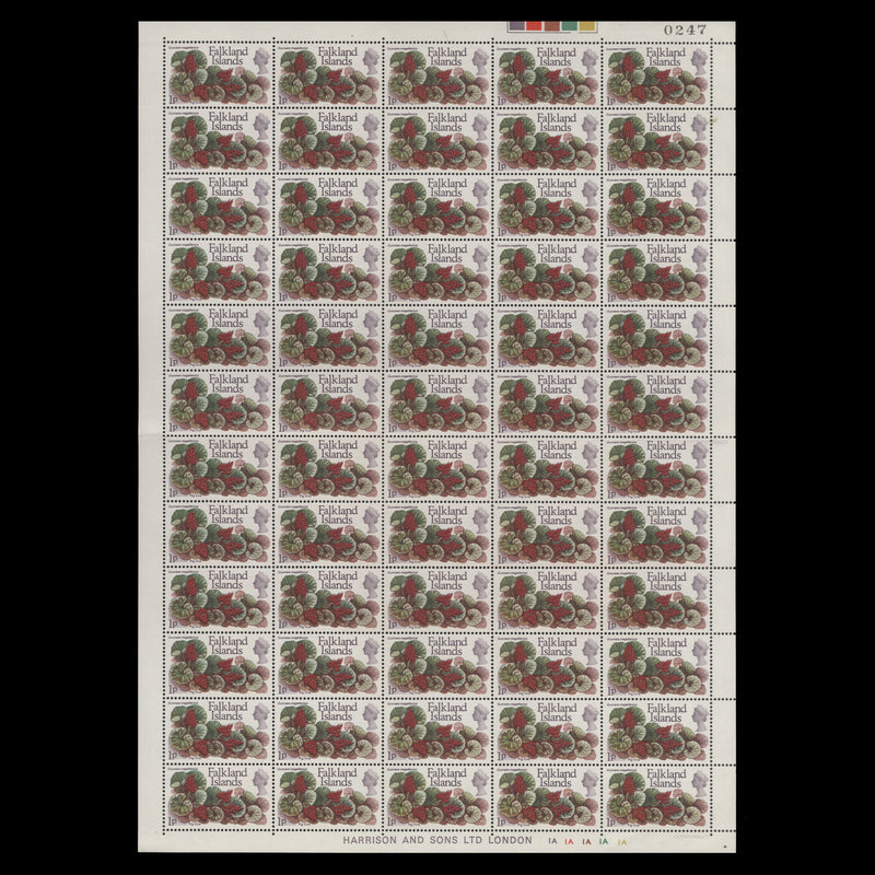 Falkland Islands 1972 (MNH) 1p Pig Vine sheet of 60 stamps