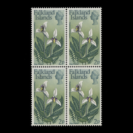Falkland Islands 1972 (MNH) 2p Dog Orchid block