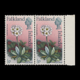 Falkland Islands 1972 (Variety) ½p Dusty Miller pair with 'i' flaw