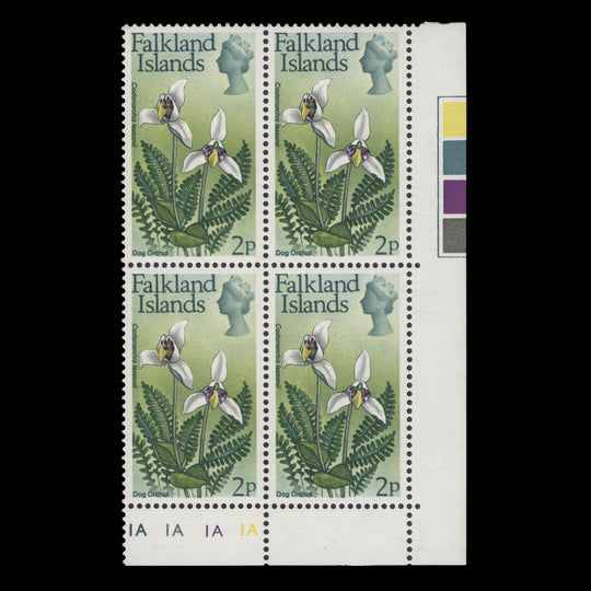 Falkland Islands 1974 (MNH) 2p Dog Orchid plate block