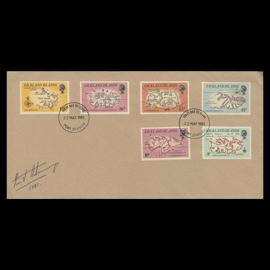 Falkland Islands 1981 Early Maps first day cover signed by designer