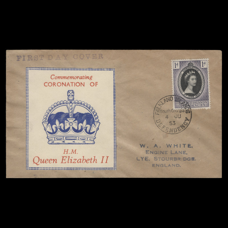 Falkland Islands Dependencies 1953 Coronation first day cover, South Georgia