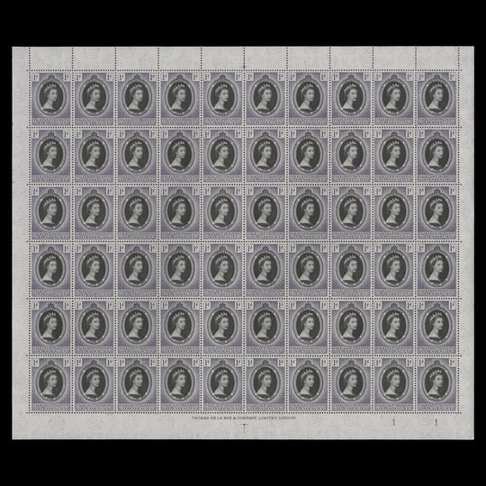 Falkland Islands Dependencies 1953 (MNH) 1d Coronation plate 1–1 sheet of 60 stamps
