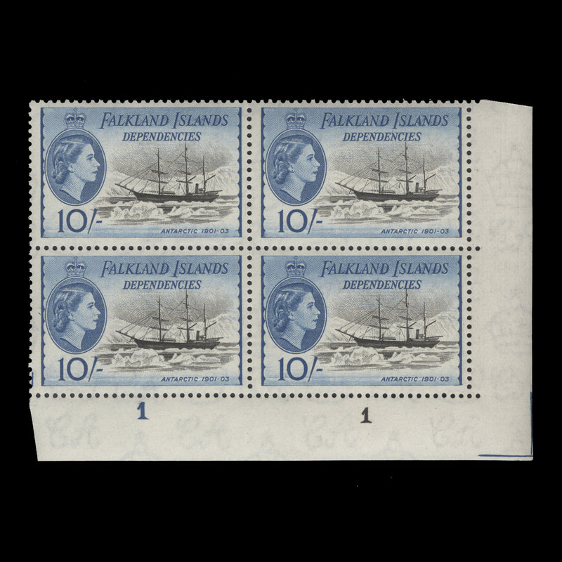 Falkland Islands Dependencies 1954 (MNH) 10s Antarctic plate block