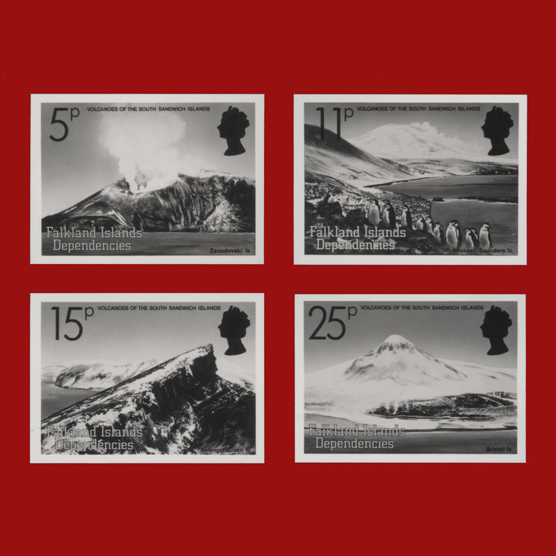 Falkland Islands Dependencies 1984 Volcanoes photo proofs showing unadopted values