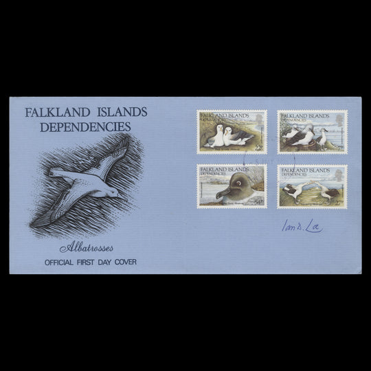 Falkland Islands Dependencies 1985 Albatrosses first day cover signed by Ian Loe