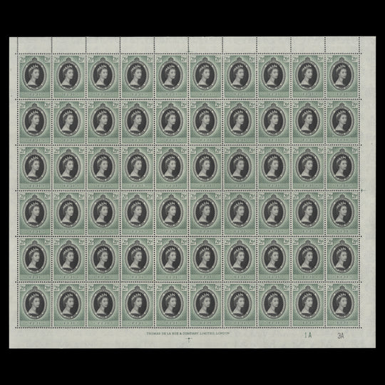 Fiji 1953 (MNH) 2½d Coronation plate 1A–3A pane of 60 stamps