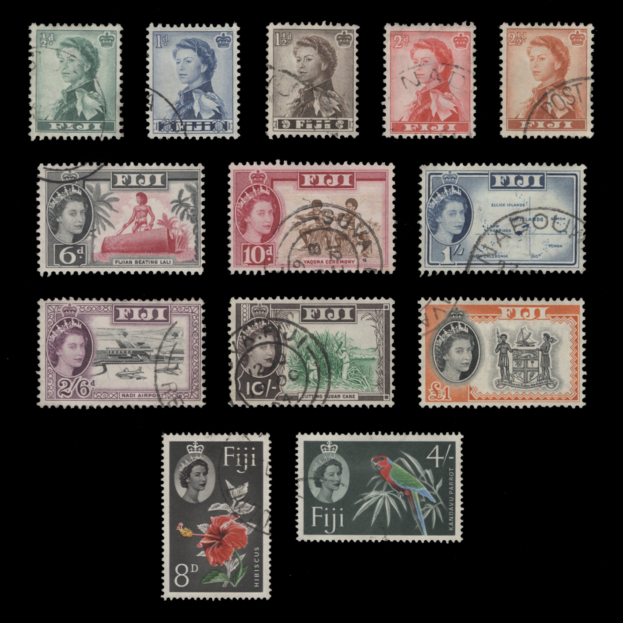 Script Ca Watermark Fiji 1959-63 (Used) Definitives with script CA watermark – ZEBOOSE.COM