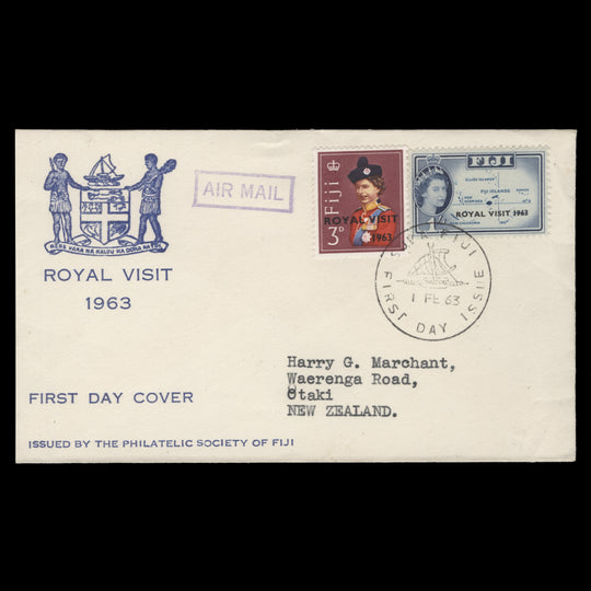 Fiji 1963 Royal Visit first day cover, SUVA