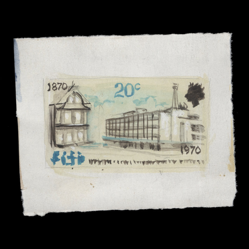 Fiji 1970 Stamp Centenary watercolour essay by Victor Whiteley