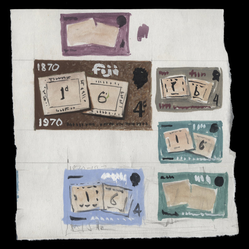 Fiji 1970 Stamp Centenary watercolour essays by Victor Whiteley