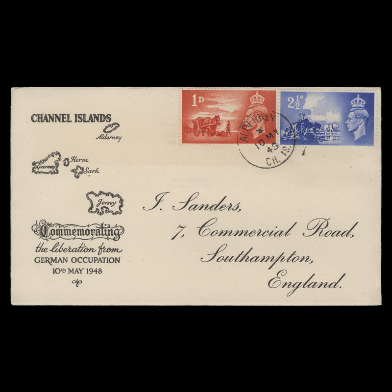 Channel Islands 1948 (FDC) Liberation Anniversary, ALDERNEY