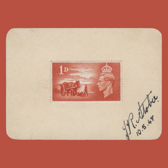 Channel Islands 1948 Liberation Anniversary presentation card signed by designer