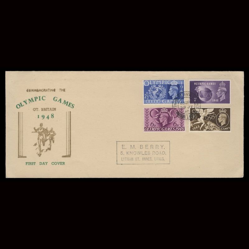 Great Britain 1948 Olympic Games first day cover, LYTHAM ST ANNES