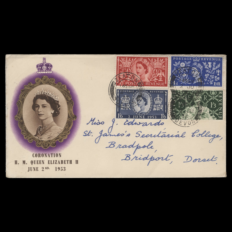 Great Britain 1953 Coronation pre-release cover, SEATON