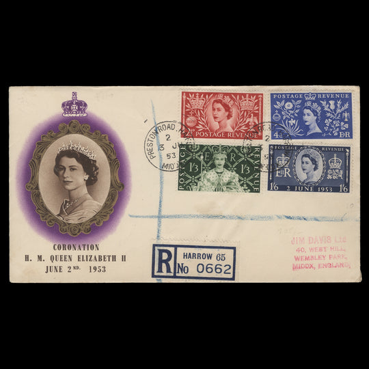 Great Britain 1953 Coronation first day cover, PRESTON ROAD