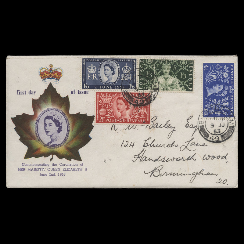 Great Britain 1953 Coronation first day cover, BIRMINGHAM