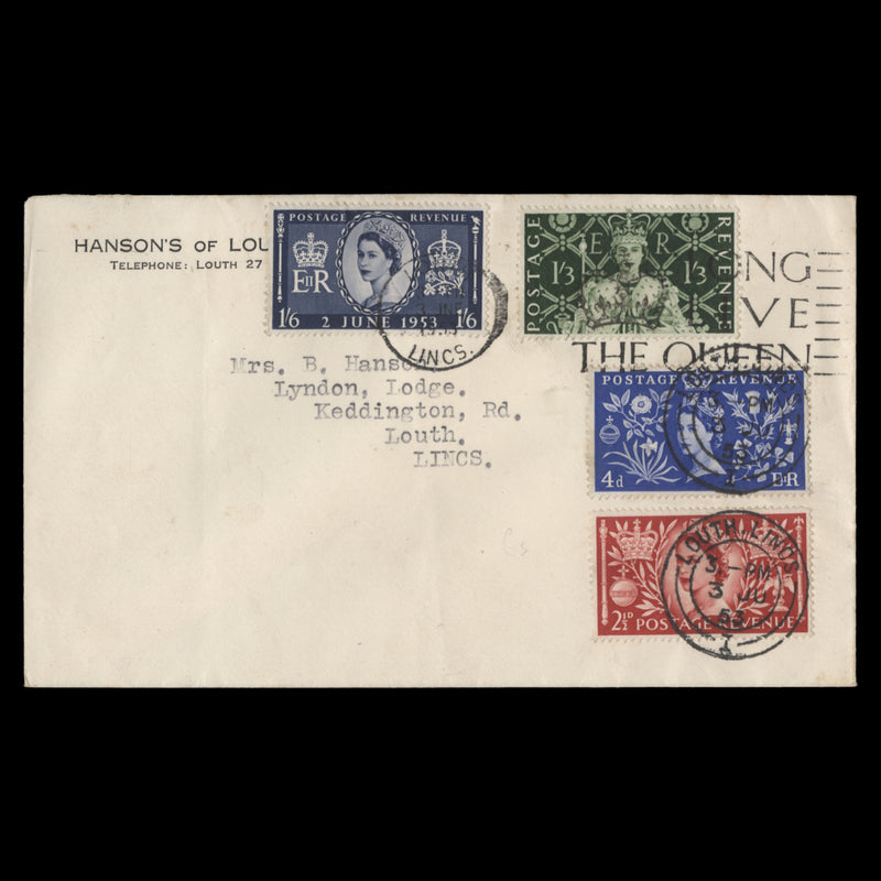 Great Britain 1953 Coronation first day cover, LOUTH