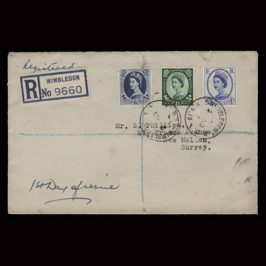 Great Britain 1953 Wilding Definitives first day cover, WIMBLEDON