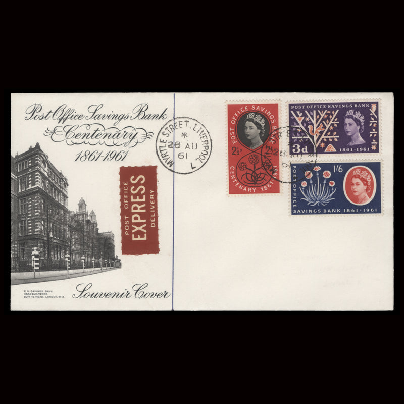 Great Britain 1961 Post Office Savings Bank Centenary first day cover, MYRTLE STREET