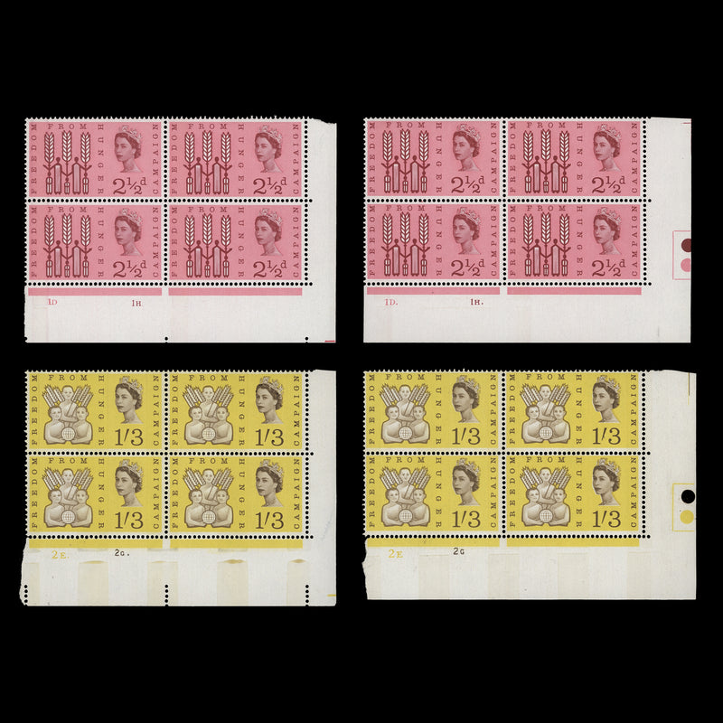 Great Britain 1963 (MNH) Freedom From Hunger phosphor cylinder blocks