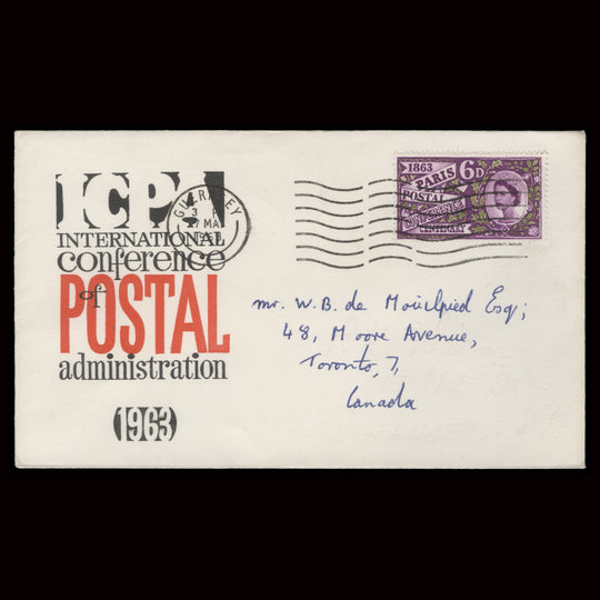 Great Britain 1963 Paris Postal Conference ordinary first day cover, GUERNSEY