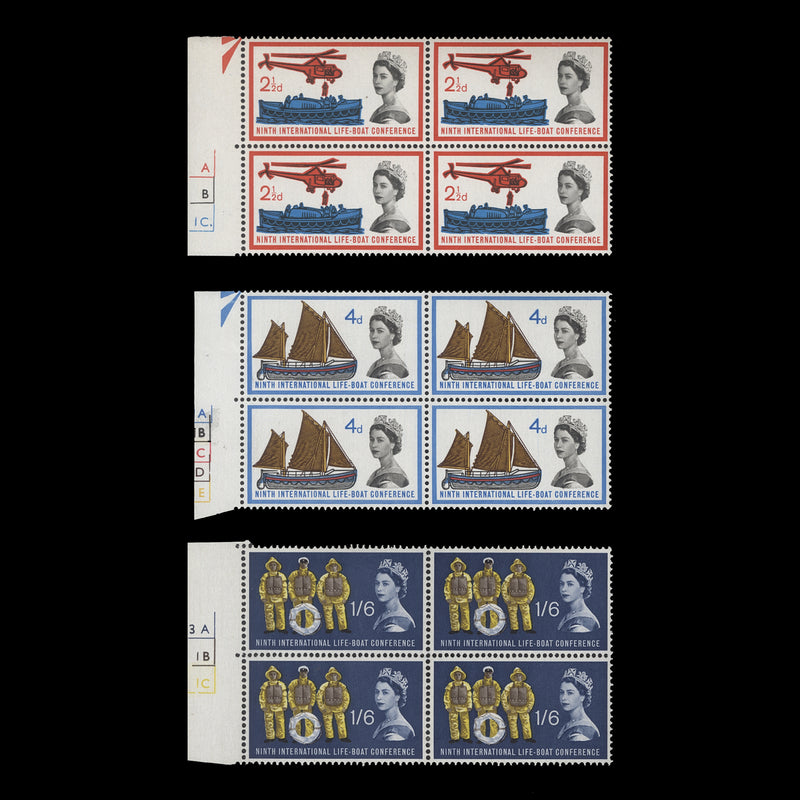 Great Britain 1963 (MNH) Lifeboat Conference ordinary cylinder blocks, row 12