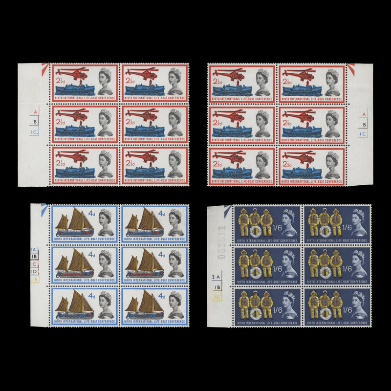 Great Britain 1963 (MNH) Lifeboat Conference ordinary cylinder blocks, rows 11 to 13