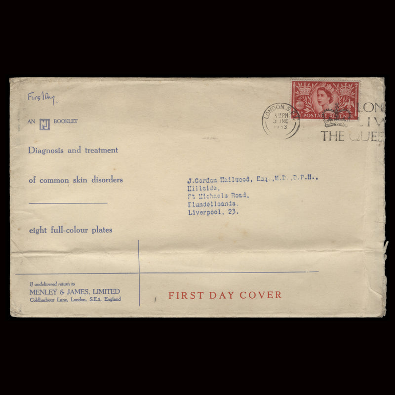 Great Britain 1953 (FDC) 2½d Coronation, LONDON SE1