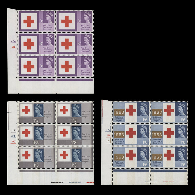 Great Britain 1963 (MNH) Red Cross Centenary phosphor cylinder blocks