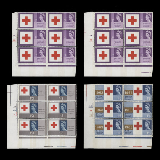 Great Britain 1963 (MNH) Red Cross Centenary phosphor cylinder blocks