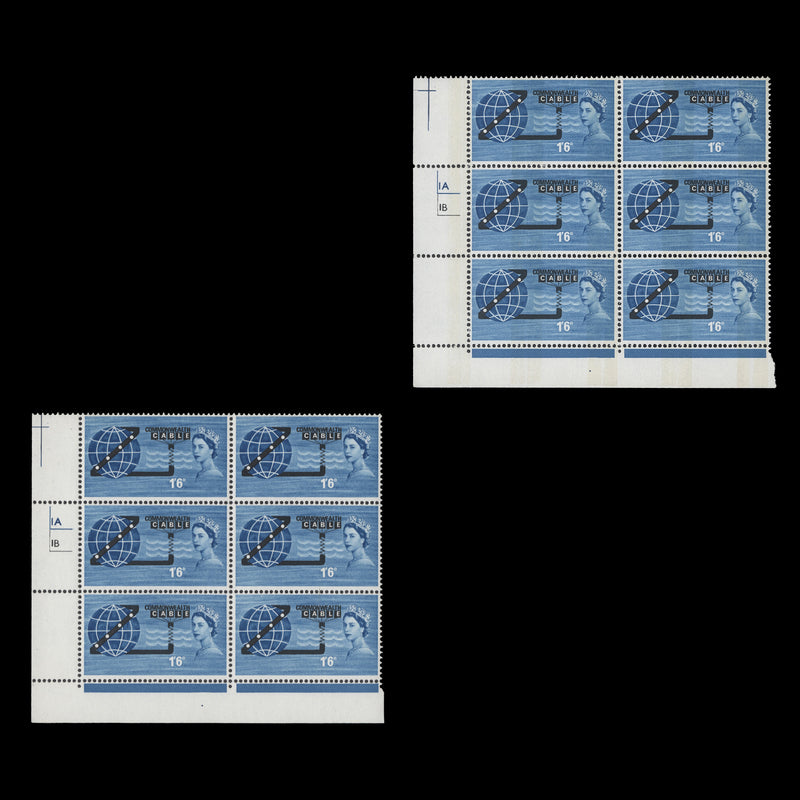 Great Britain 1963 (MNH) 1s6d COMPAC ordinary and phosphor cylinder blocks