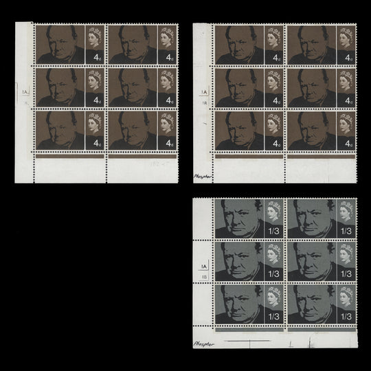 Great Britain 1965 (MNH) Churchill Commemoration phosphor cylinder blocks