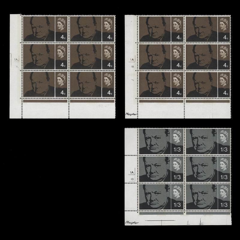 Great Britain 1965 (MNH) Churchill Commemoration phopshor cylinder blocks