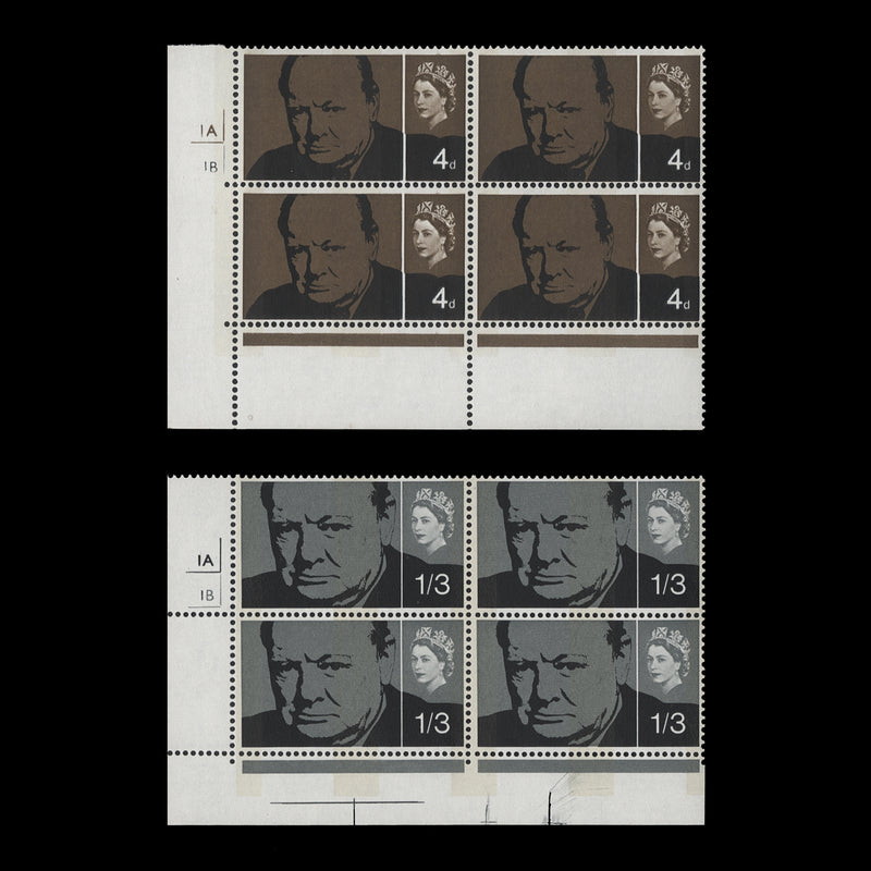 Great Britain 1965 (MNH) Churchill Commemoration phopshor cylinder 1A–1B blocks