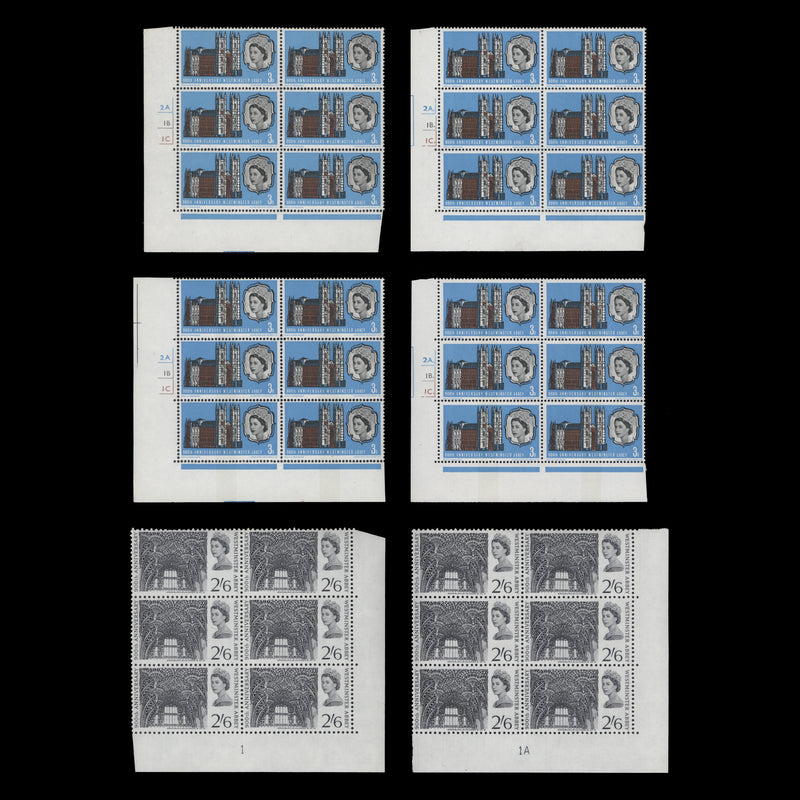 Great Britain 1966 (MNH) Westminster Abbey cylinder/plate blocks