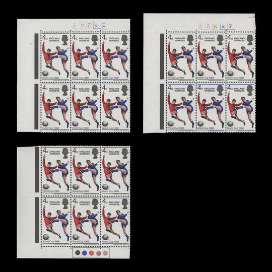 Great Britain 1966 (MNH) 4d England Winners positional blocks