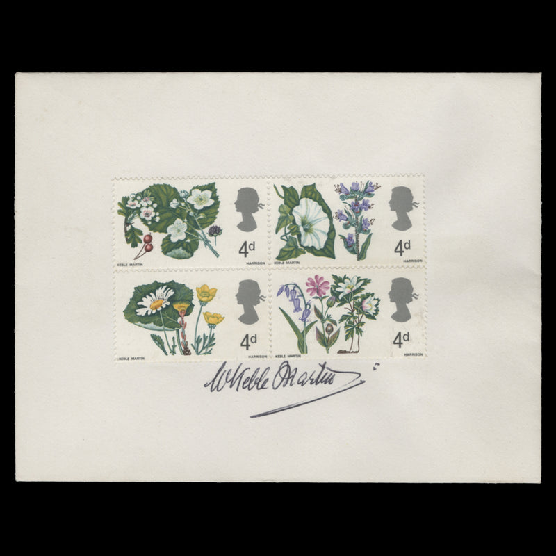 Great Britain 1967 British Wild Flowers on envelope signed by William Keble Martin