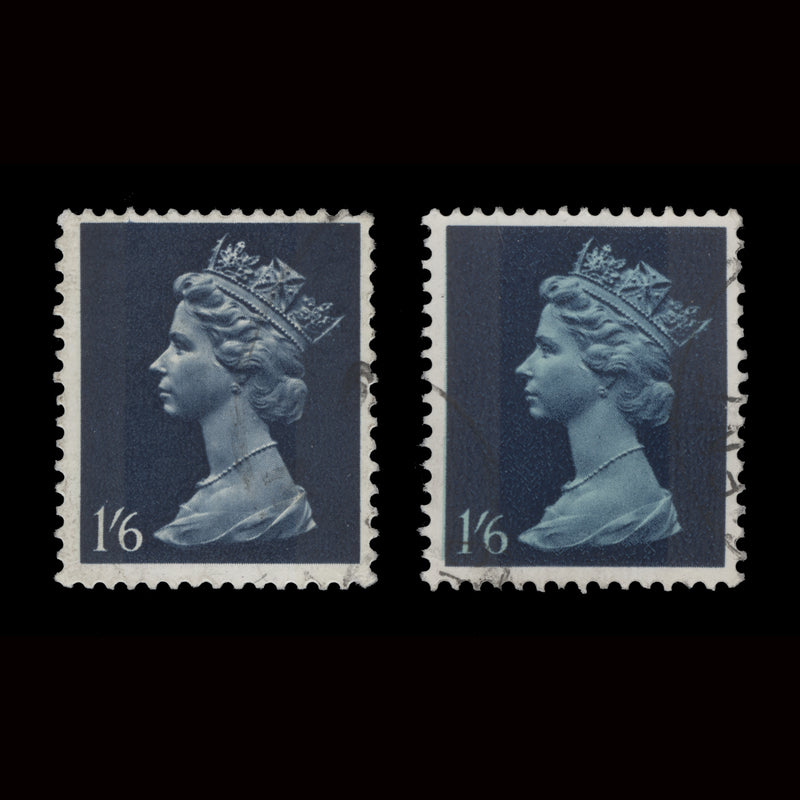 Great Britain 1967 (Variety) 1s6d Queen Elizabeth II missing greenish blue