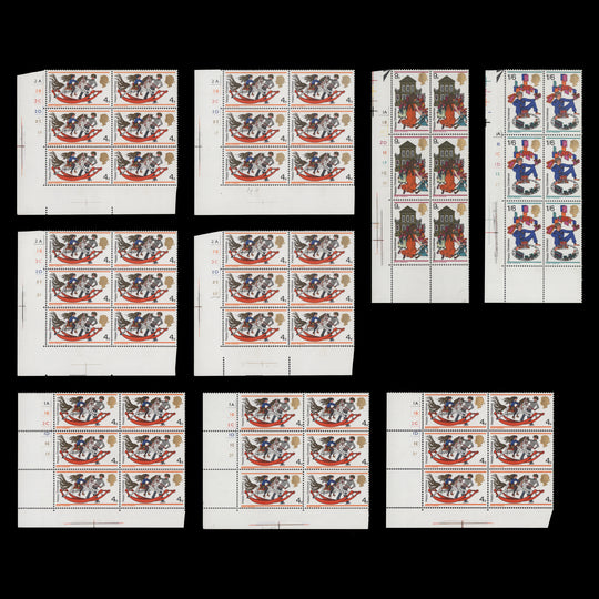 Great Britain 1968 (MNH) Christmas cylinder blocks