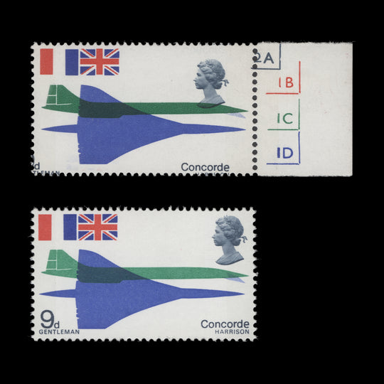 Great Britain 1969 (Variety) 9d First Flight of Concorde cylinder single with grey-blue shift
