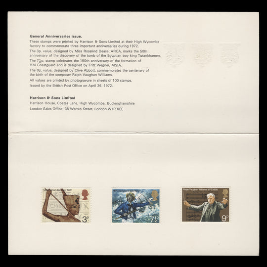 Great Britain 1972 General Anniversaries presentation folder