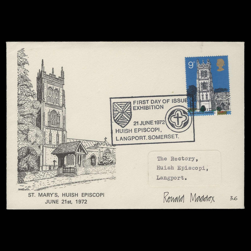 Great Britain 1972 Village Churches first day cover signed by designer
