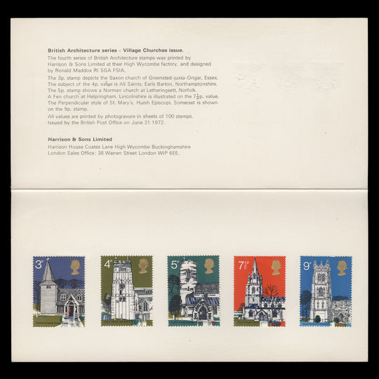 Great Britain 1972 Village Churches presentation folder